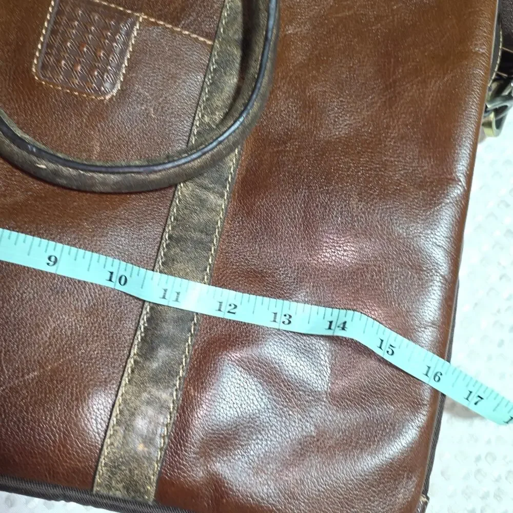 BOCONI GENUINE LEATHER NASHVILLE BRIEFCASE MESSENGER CROSSBODY BAG